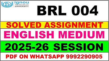 BRL 004 solved assignment 2025-26 in English || brl 004 solved assignment 2026 || brl4 2025-26