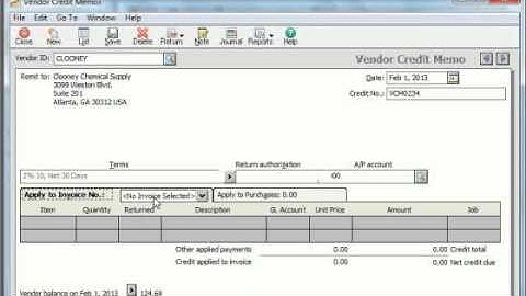 Sage 50 Tutorial Entering Vendor Credit Memos Sage Training Lesson 7.7