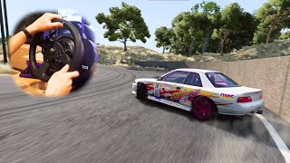 Drifting Ibishu BX-Series In Drift Island | BeamNG Drive | Steering Wheel Gameplay