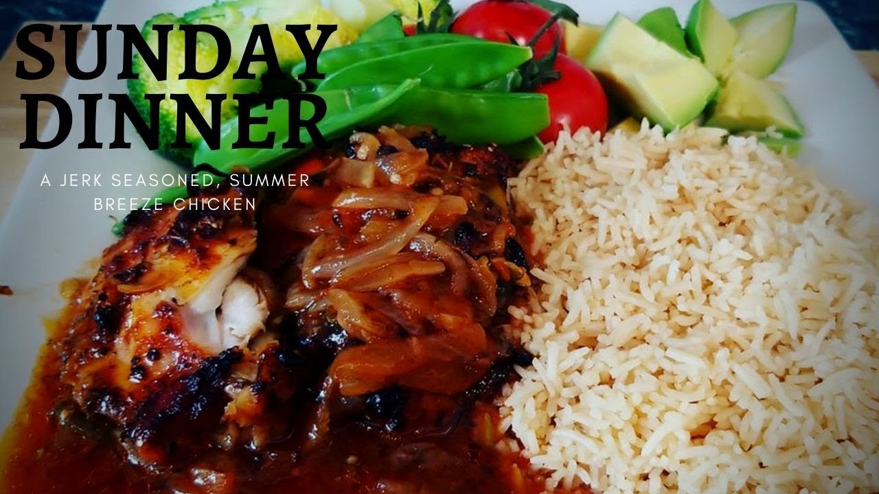 SUNDAY DINNER A JERK SEASONED, SUMMER BREEZE CHICKEN  SPECIAL FAMILY RECIPE ONION RICE #SUNDAYDINNER | Chef Ricardo Cooking