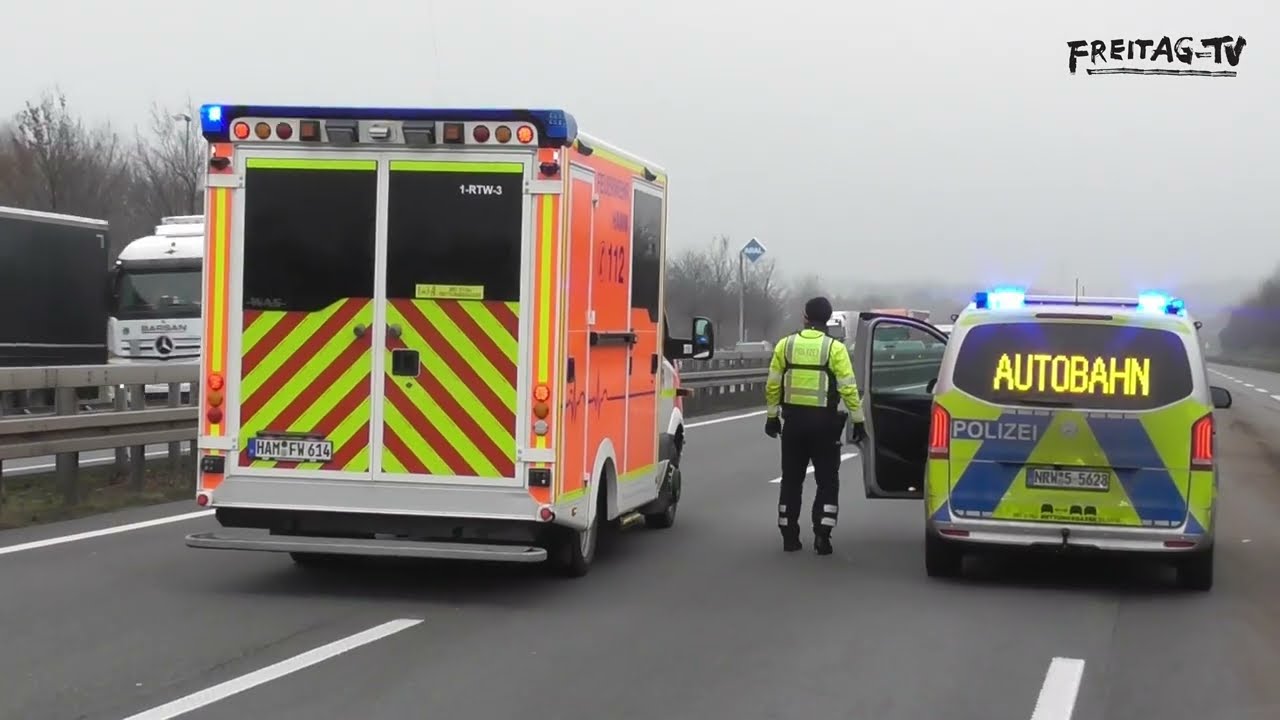 (Vollsperrung + perfekte Rettungsgasse) Florian Hamm 1 RTW 3