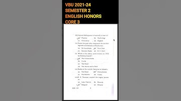 VBU || ENGLISH HONORS SEMESTER 2 ( CORE 3 ) 2021-2024 || Previous years question paper