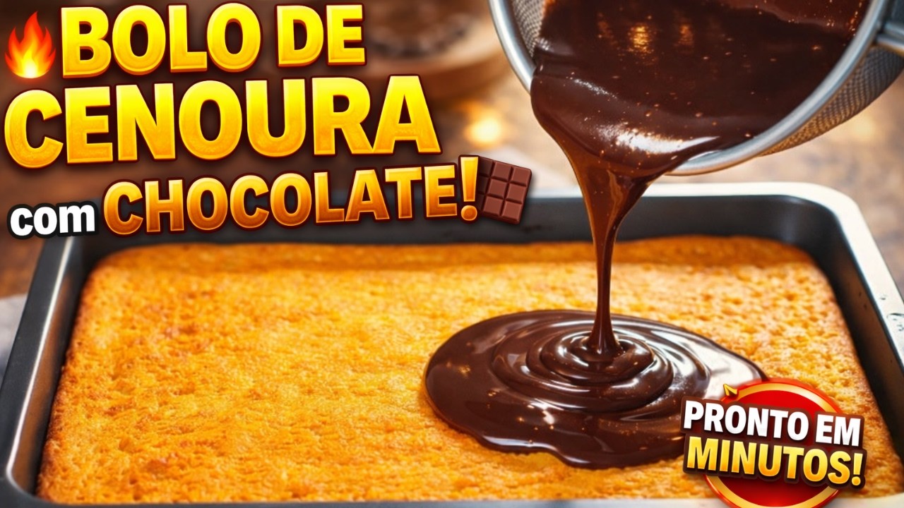 BOLO DE CENOURA FOFINHO COM CALDA PERFEITA 🍫 Receita Simples e Irresistível
