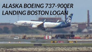Alaska Airlines Boeing 737-900ER (N238AK) landing at BOS/KBOS (Boston - Logan) RWY 4R