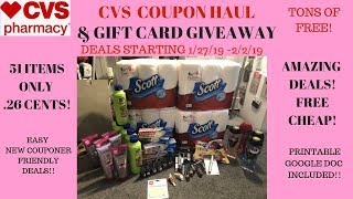 Cvs coupon haul deals starting 1/27/19~51 items only .26 cents~cvs
gift card giveaway enter to win❤️