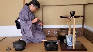 三友棚後炭点前 Nochizumitemae, Sanyudana Omotesenke-ryu [表千家流] tea class 2020-10-4