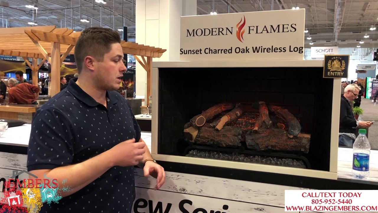 Modern Flames Electric Log Set Sunset Charred Oak Wireless Google Home!