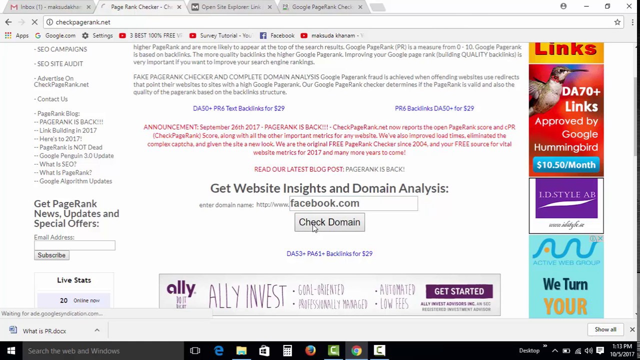 How to check google page rank YouTube