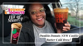 Trying Dunkin Donuts NEW Cookie Butter Cold Brew HOLIDAY DRINKS ❄️| SIPPING WITH JACK
