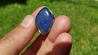 Blue Opal Ring 14K D - Gabriel Mosesson Jewelry