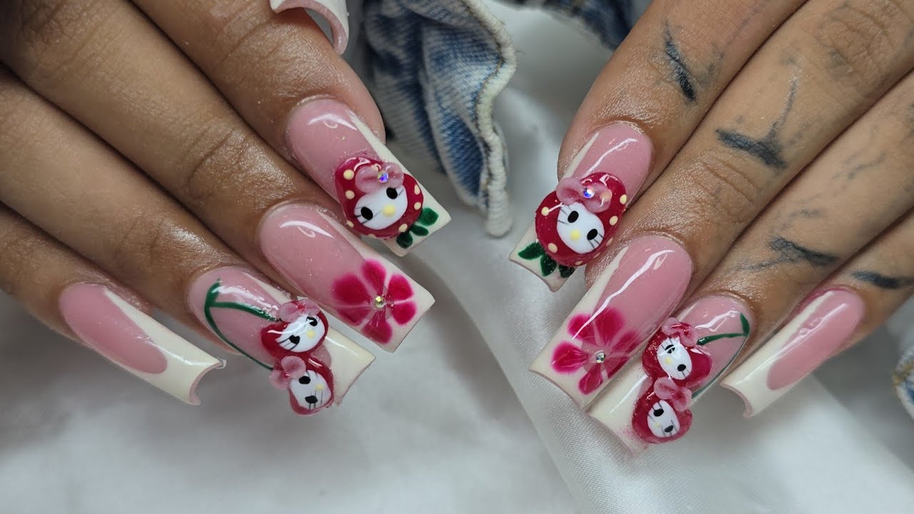 Uñas Hello kitty y dolor de cabeza 😩 