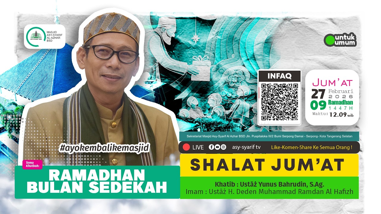 RAMADHAN BULAN SEDEKAH - AL USTADZ YUNUS BAHRUDIN, S.Ag.- 🇮🇩 🇵🇸 SHALAT JUMAT LIVE