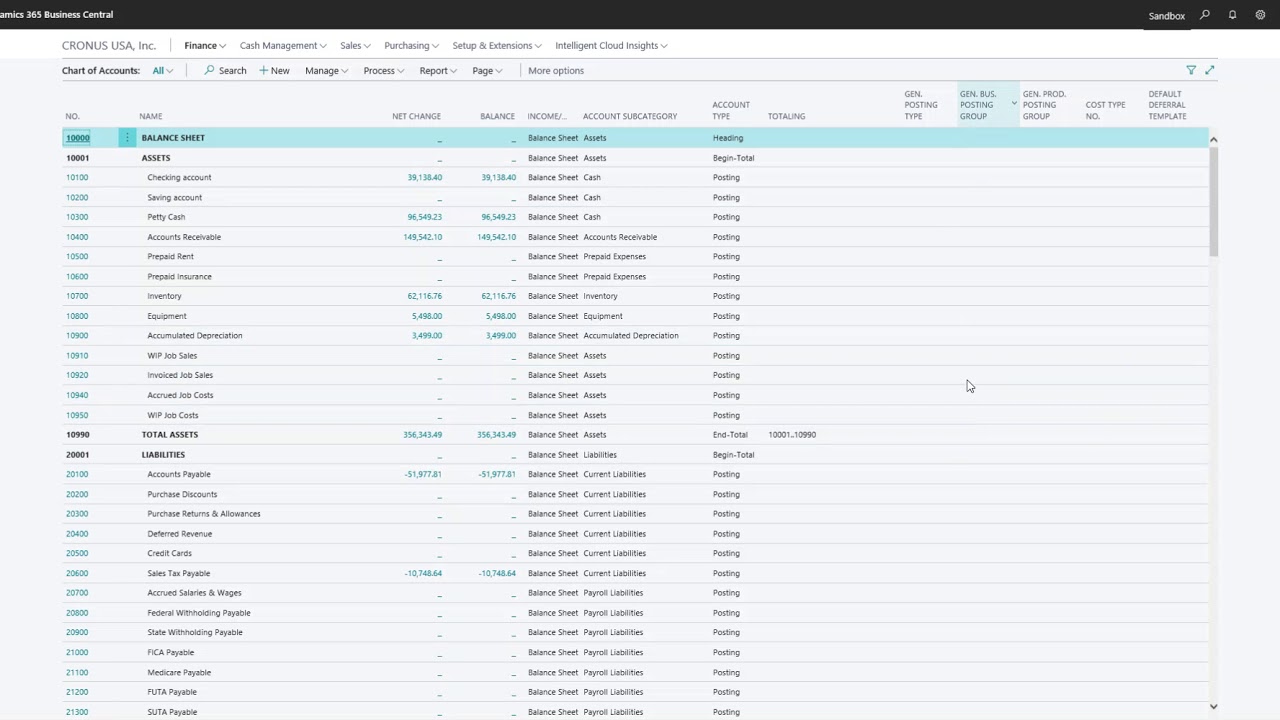 Setting up the Chart of Accounts in Business Central - YouTube