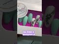 Aqua Green with Black Flower Press on Nails #pressonnails #nailsbymeet #ytshorts