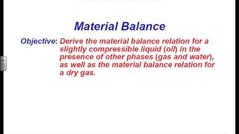 Reservoir performance, Material balance