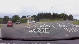Very near miss at Chiverton Cross roundabout Cornwall A30. @ttj619