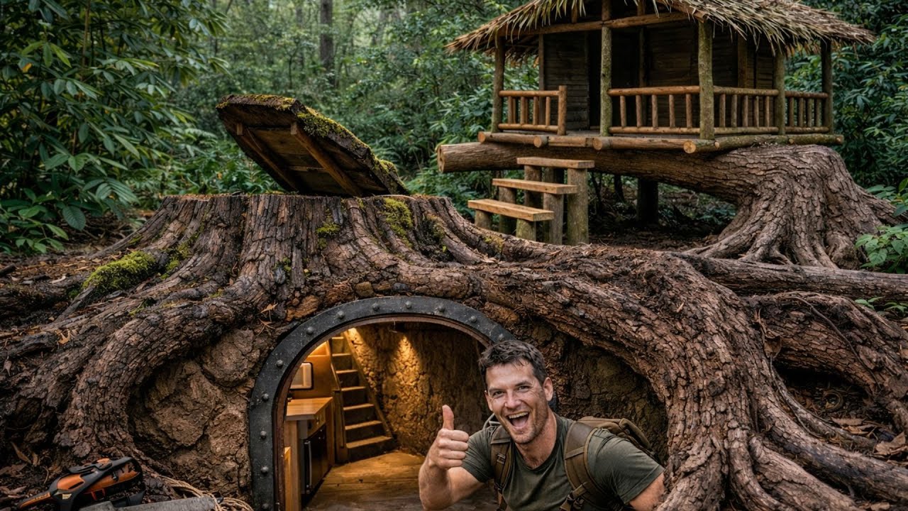 Building a house in the forest (ASMR) – Hidden house inside a mountain revealed