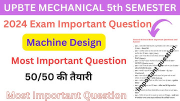 machine design important questions answer |machine design 5th semester | machine Design model paper