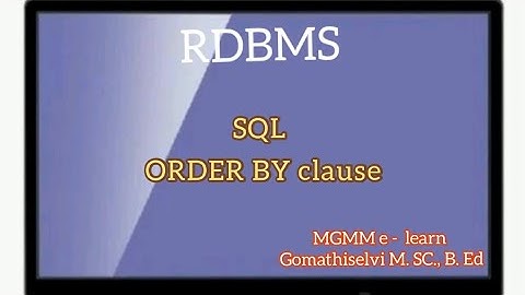 ORDER BY Clause in RDBMS / Ascending and Descending Order.... tamil