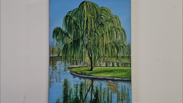 Flowing Weeping Willow Tree  | Timelapse Oil Painting video #36
