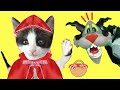 Mis gatitos bebés Luna y Estrella cuento infantil de caperucita roja para niños / Funny Cats