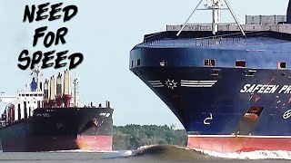 Adrenaline Pumping  Overtaking of a Powerful HighSpeed Container Ship