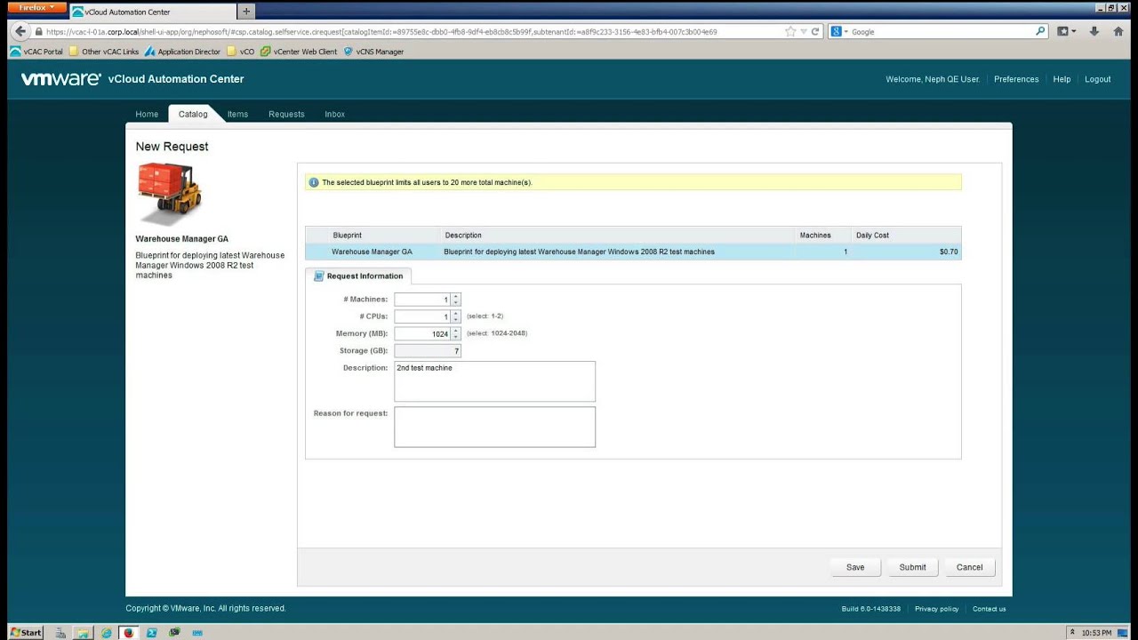 VMware vCloud Automation Center 6 canned Demo YouTube