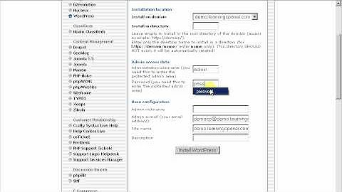 Installing Wordpress from Fantastico