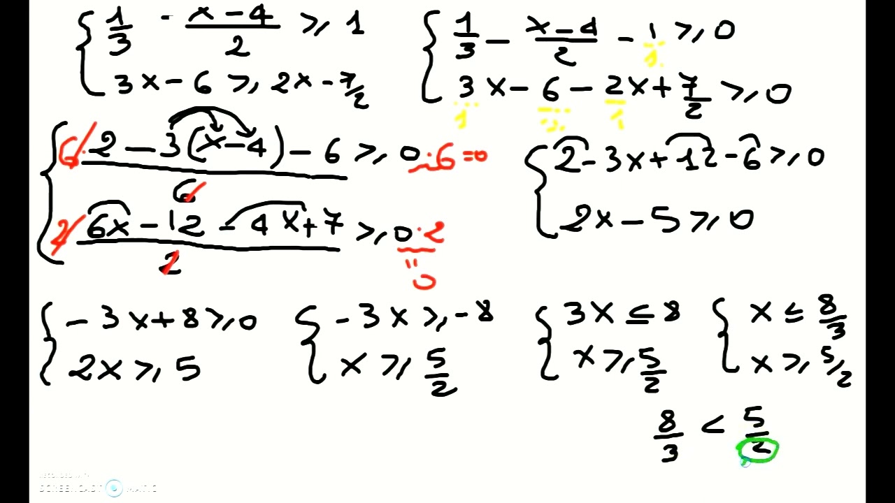Sistema disequazioni terza batteria