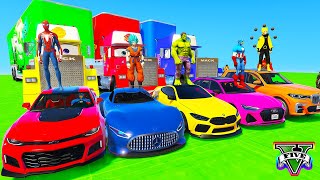 Spiderman Cars Racing Mega Multi Jumps Ramp Challenge ! Superheroes Hulk Epic Stunt Race Bmw - Gta 5