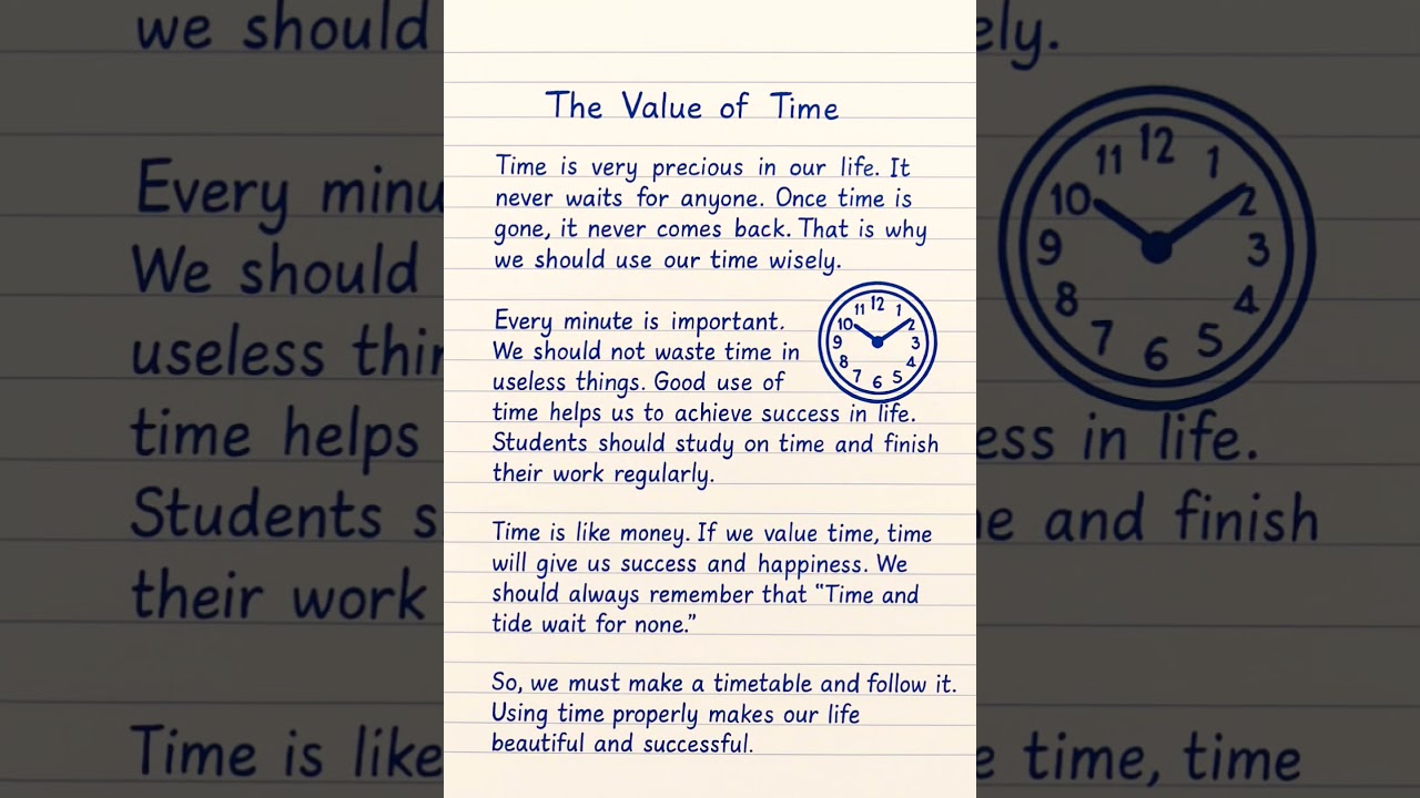 essay about value of time / points about value of time /value of time l 