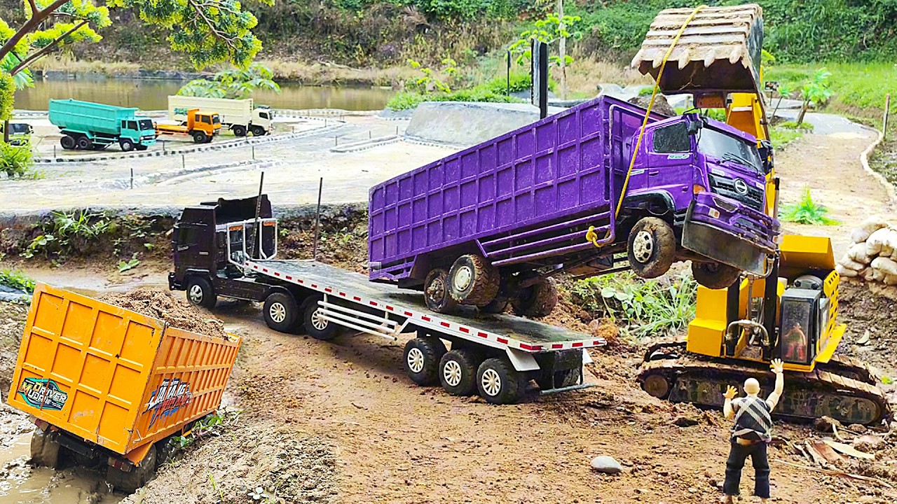 EVAKUASI DRAMATIS Truk Hino Terbalik Truk Trailer muatan TRUK TERBALIK Truk Gagal Nanjak Truk OFROAD