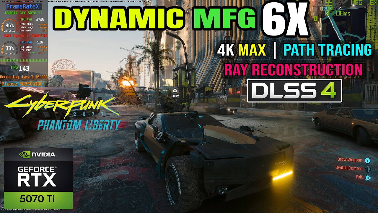 RTX 5070 Ti - Cyberpunk 2077 - Dynamic MFG 6X - 4K Path Tracing - DLSS ...