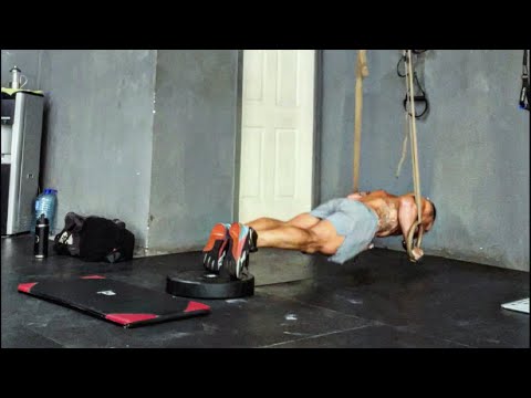 20 rounds : 5 strict chest to bar pull ups, 10 deficit ring push ups ...