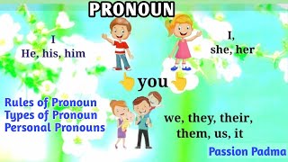 Visual images of Pronoun | Basic | Types | Rules | Personal pronouns with examples | Passion Padma