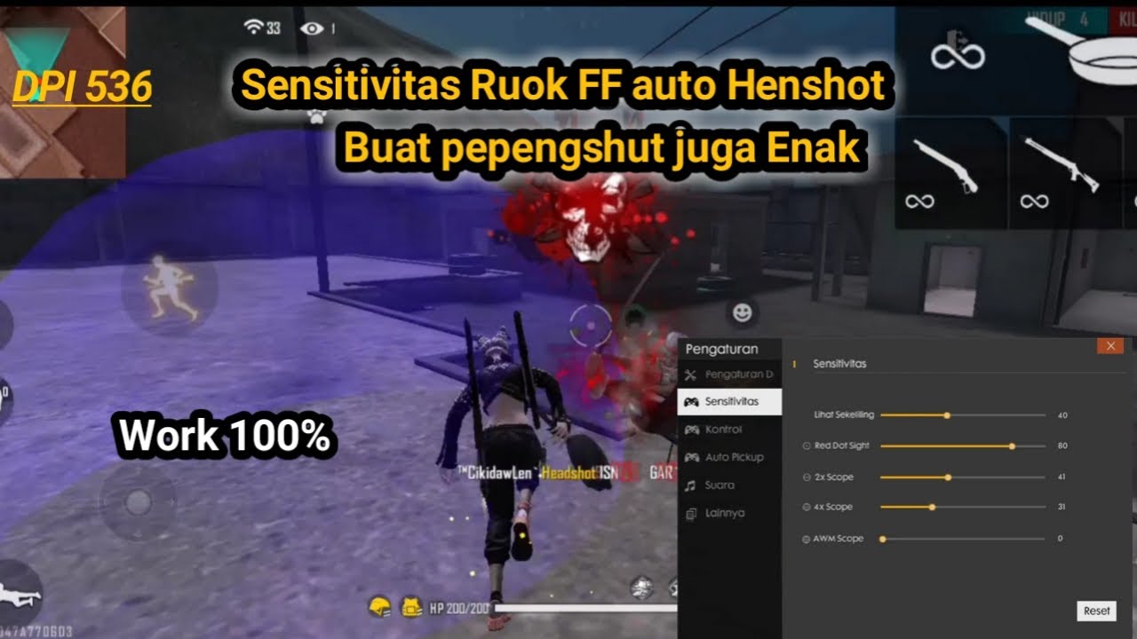 Sensitivitas Ruok FF Auto headshot KingAR19 YouTube