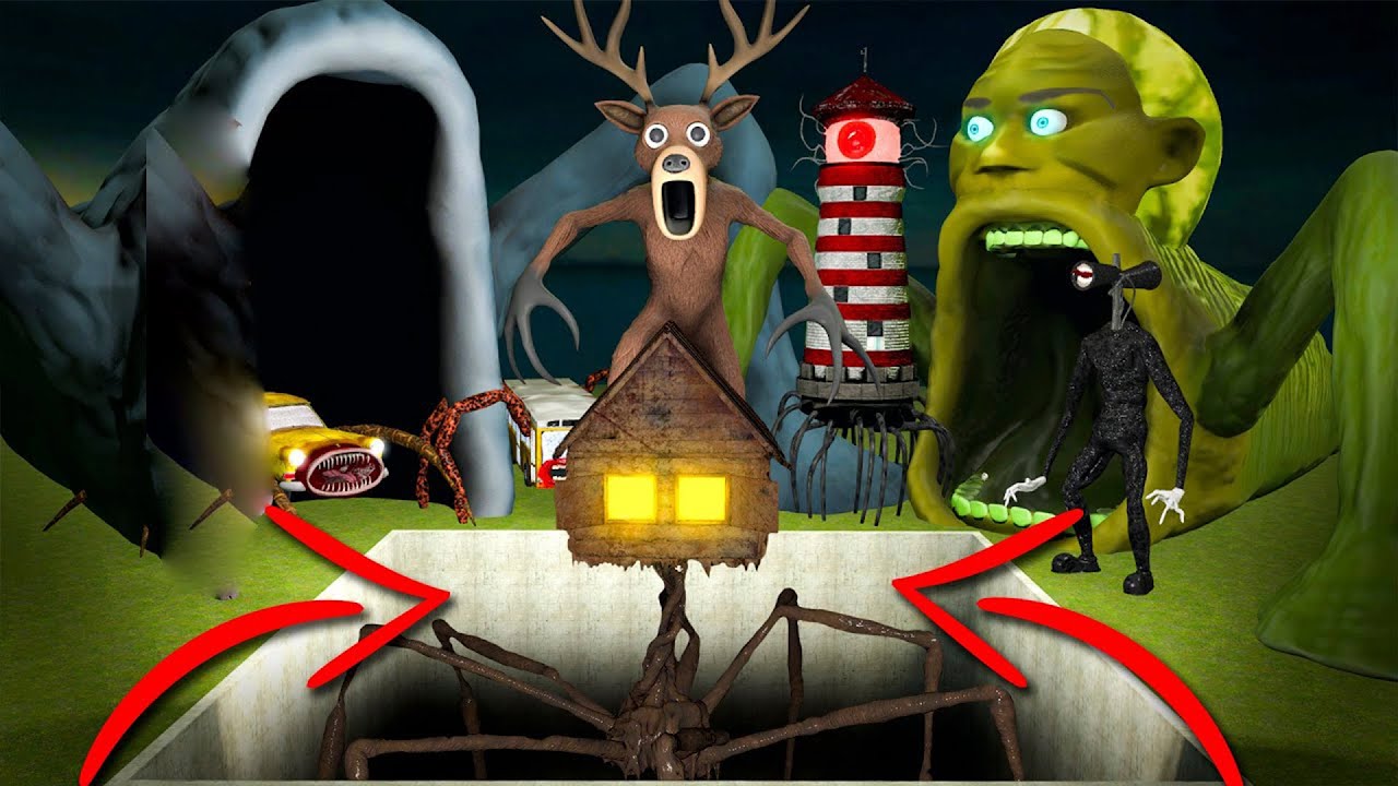 ALL CREATURES vs GIANT PIT with HOUSE HEAD in Garry's Mod!