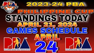 pba standings today April 21, 2024 | games results | games schedule April 24, 2024