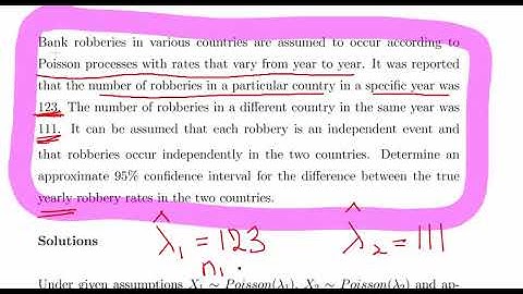 Poisson Random Variables Confidence Intervals For Difference In Rates
