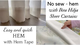 No sew Hem Ikea Hilja sheer curtains / Easy , quick ,affordable way to hem without sewing machine