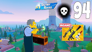 94 Elimination Solo Vs Squads "Zero Build" Gameplay Wins (NEW Fortnite Simpsons Mini Season 2 PC)
