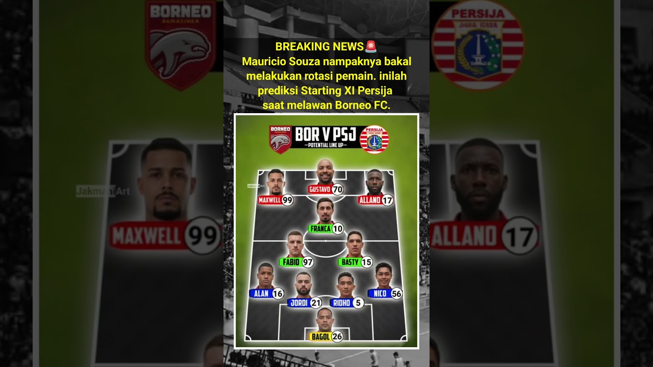 Prediksi Starting Line Up Persija Jakarta vs Borneo FC 