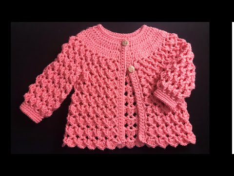 Crochet Jacket or Coat for girls, Crochet sweater cardigan 1-8 yrs, How to Crochet, Crochet for Baby