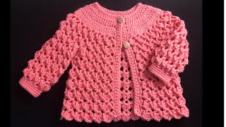 Crochet Jacket or Coat for girls, Crochet sweater cardigan 1-8 yrs, How to Crochet, Crochet for Baby