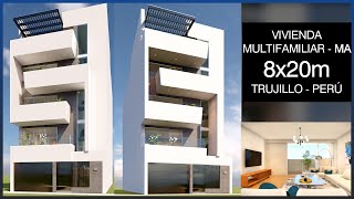 MULTIFAMILIAR 8x20m EN TRUJILLO  LA LIBERTAD #arquitectura #viral #diseño #multifamiliar #minimal