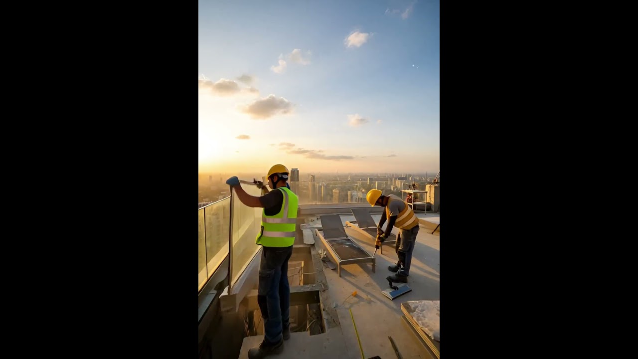 Luxury rooftop terrace transformation: empty space to stylish retreat.   