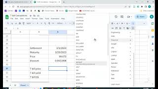 Tbill Calculations in Google Sheets