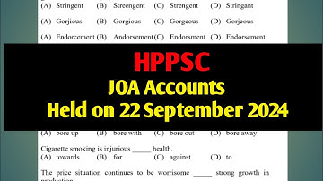 HPPSC JOA accounts paper held on 22 September 2024 #hppsc