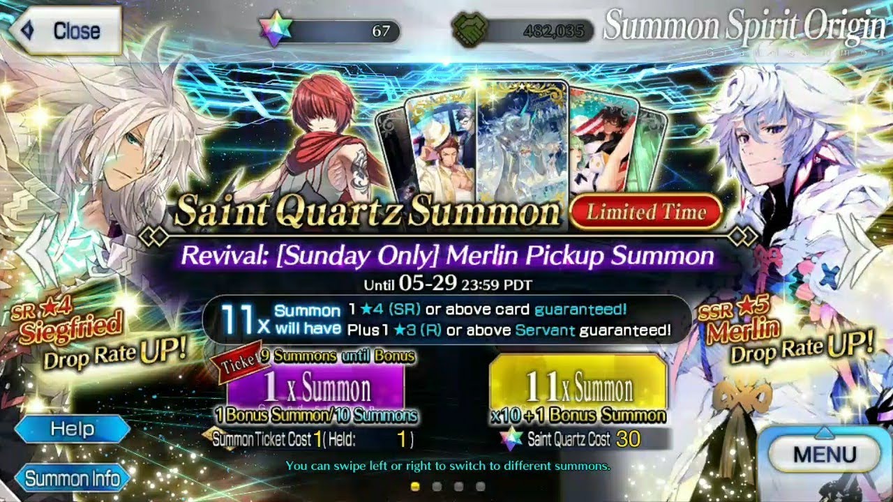 FGO NA: Will I summon Merlin for 60 SQs and a Ticket?