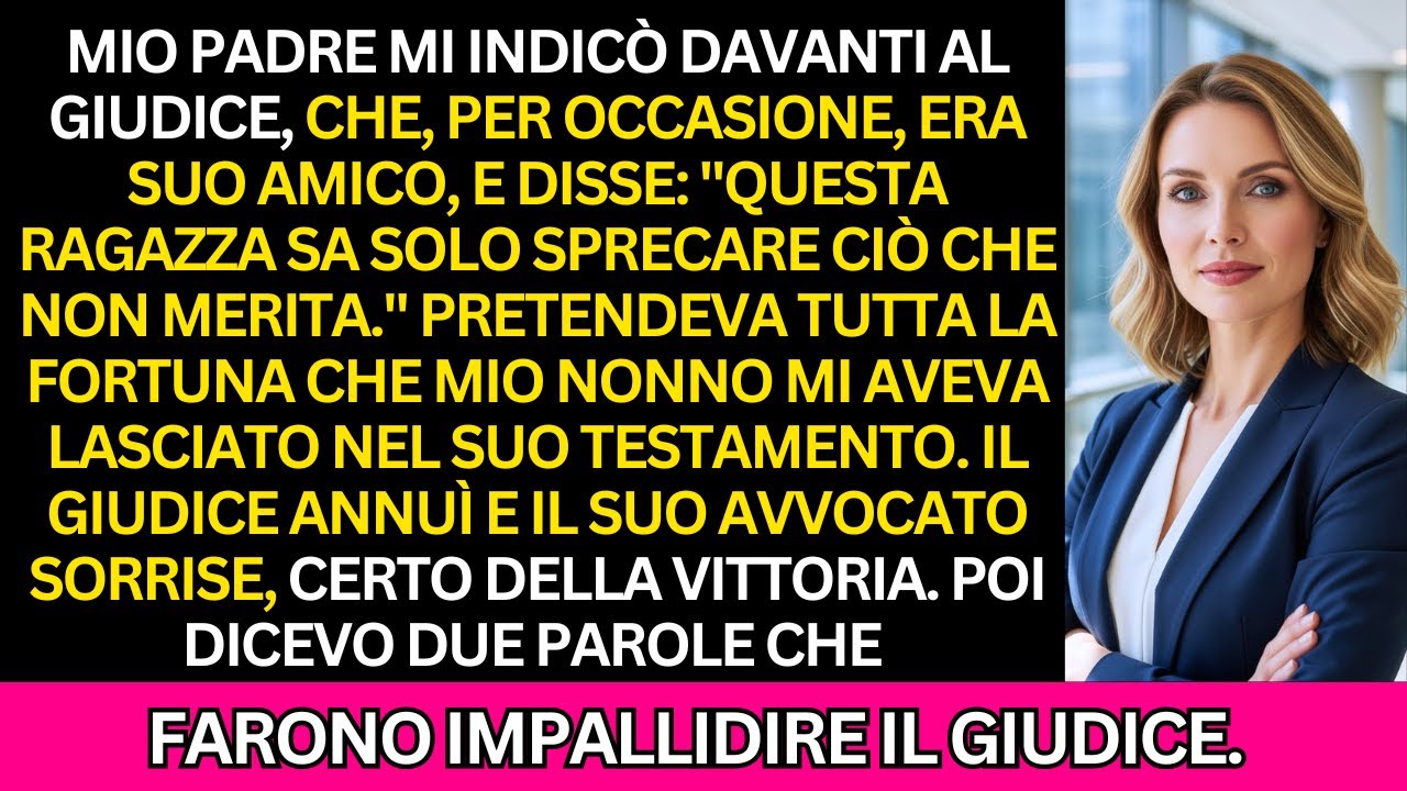 Mio padre ha preteso tutta la mia fortuna in tribunale. Ciò che ho detto ha lasciato il giudice...
